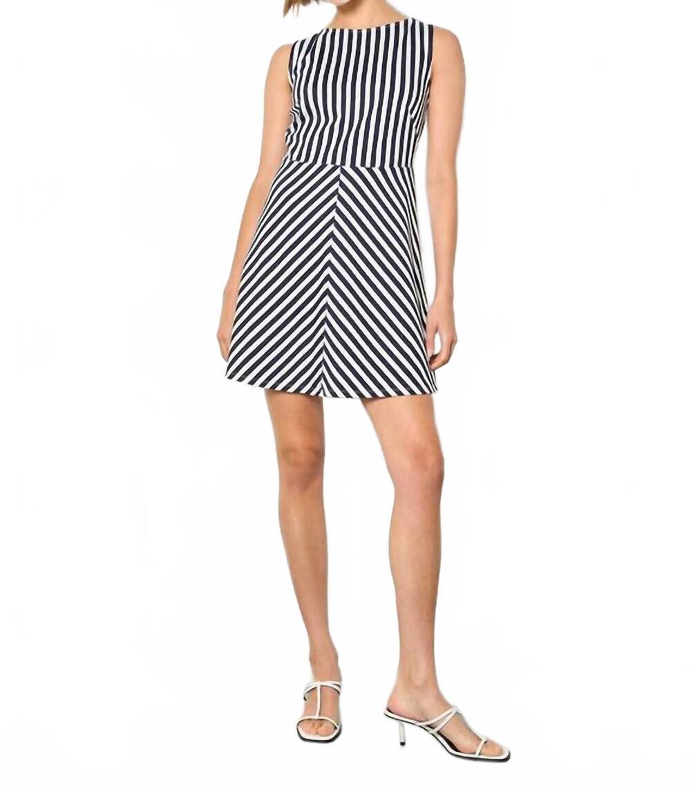 NEW APRICOT stripe jersey knit mini dress in navy